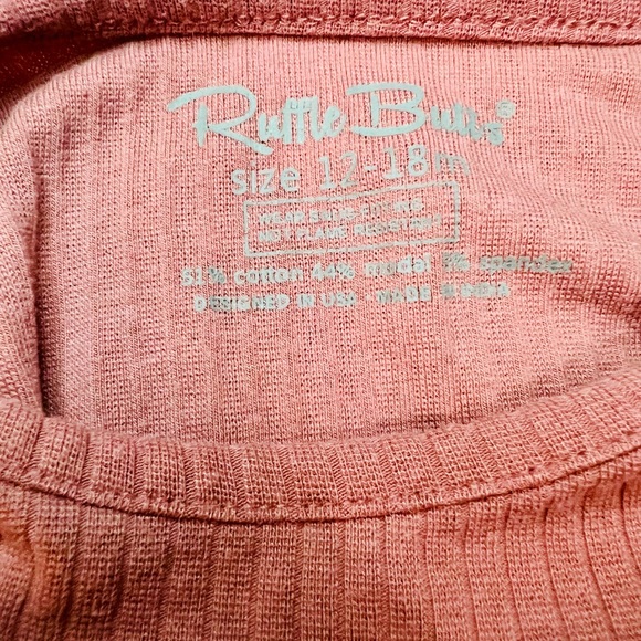 Ruffle Butts Mauve Girls Ribbed Lettuce Hem Long Sleeve Pajama Set. - Picture 6 of 7